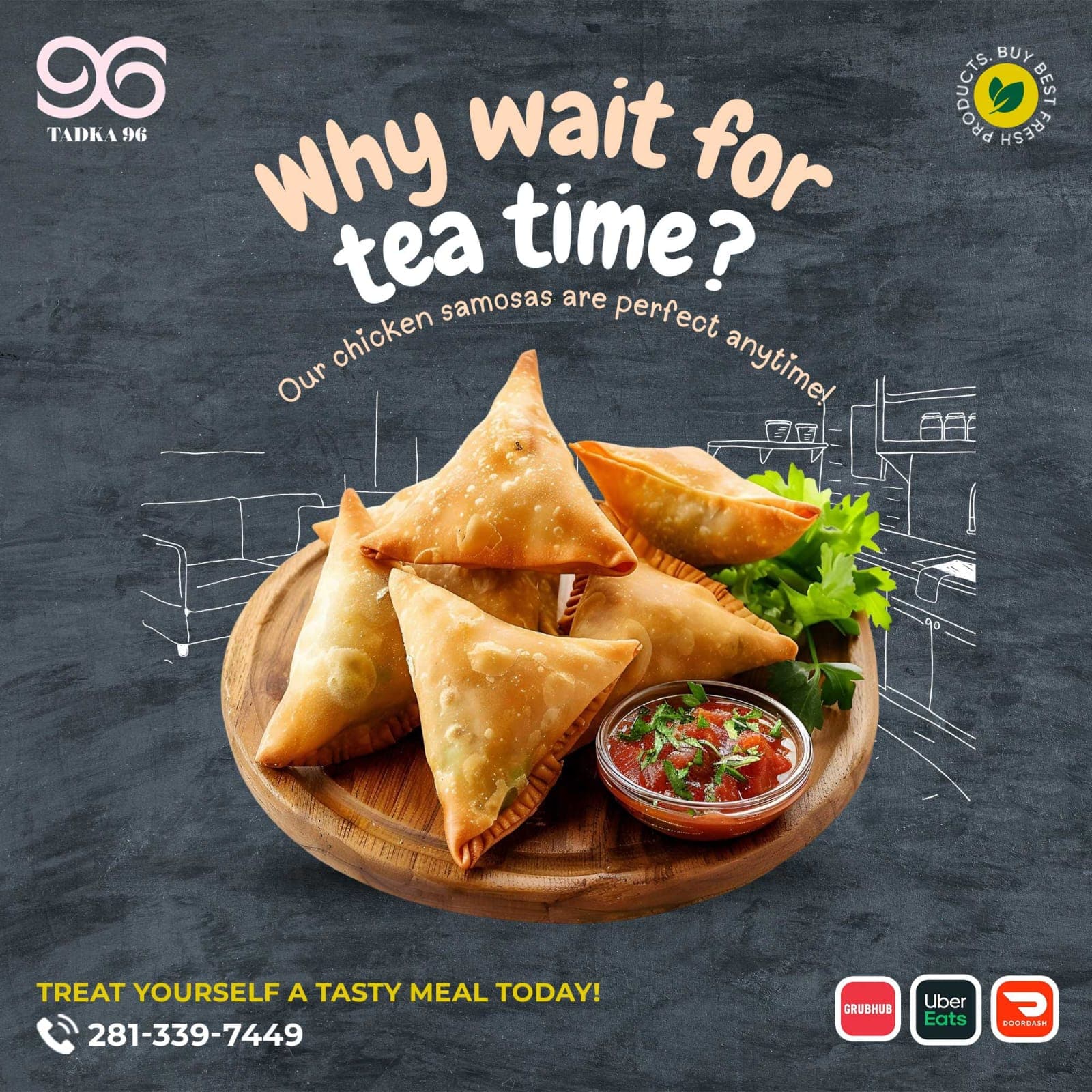 Chicken Samosas — crispy pastry with spiced chicken