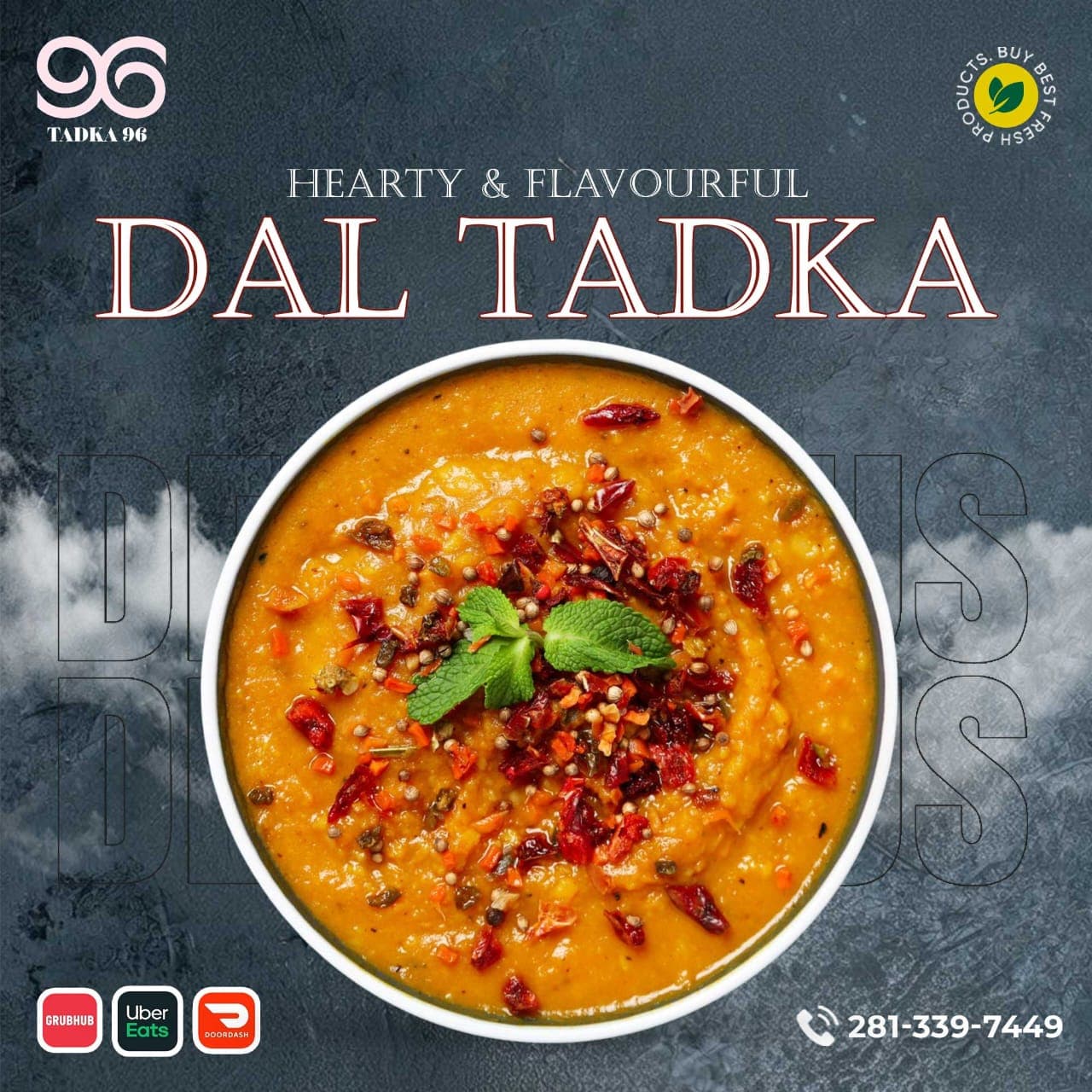 Dal Tadka — yellow lentils tempered with smoky flavor