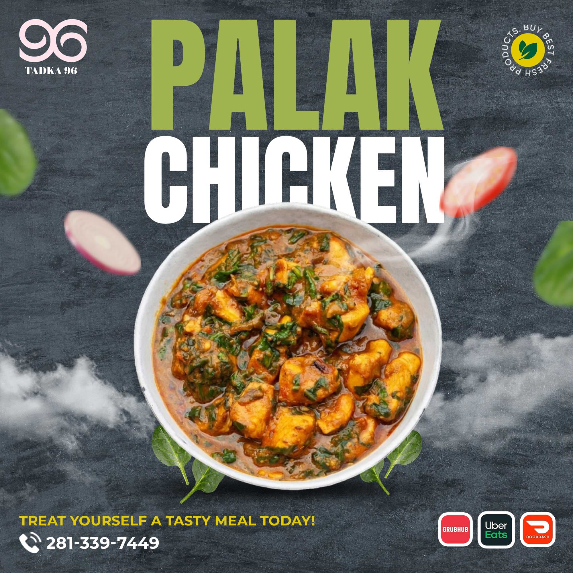 Palak Chicken — spinach curry with boneless chicken